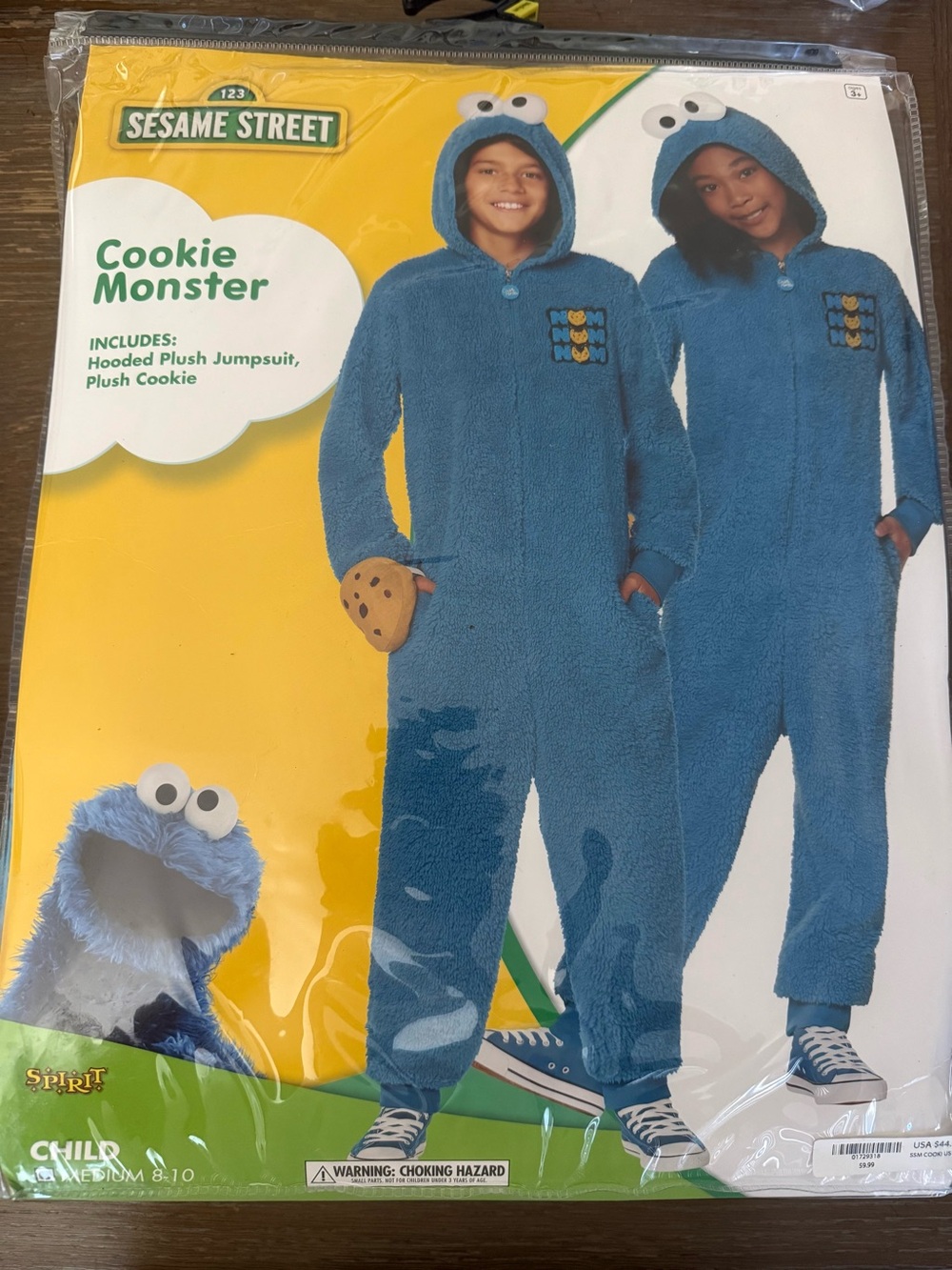 Spirit Sesame Street Cookie Monster Hooded Plush Costume - Blue